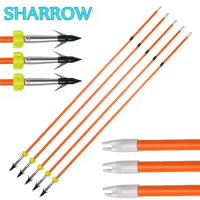 6/12Pcs 32" Bowfishing Arrows Hunting Points Tips Safety Slides Fishing Arrow for Archery Camping Shooting Fishing Accessories