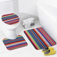 Colorful Mexican Blanket ClassicBathroom Rugs and Mats Sets 3 PieceNon Slip Bath Mats for Bathroom Tub Shower Ultra Soft