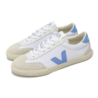 【VEJA】德訓鞋 Volley Canvas 女鞋 白 藍 麂皮 帆布 拼接 低筒 休閒鞋(VO0103648A)