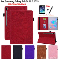 SM-T860 Case For Samsung Galaxy Tab S6 10.5 Cover SM-T865 T860 T865 2019 Funda Embossed Silicone PU Leather Stand Shell Capa