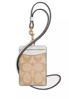 Coach Coach ID Lanyard In Signature Canvas - Light Brown