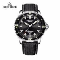 Reef Tiger Men's Automatic Mechanical Wristwatch 200m Waterproof Luminous Calendar Sapphire Military Sports Diving Watch Reloj