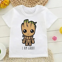 Children Shirt Kids I Am Groot Bady Anime Groot Movie Tops Cute T Shirt Harajuku Graphic Boys Girls Tee Baby Cotton Short Sleeve