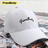FreenBecky Letter Baseball Hat Duck Tongue Hat Shows Face Small Fans Must Buy Couples Must Have True Love black and white