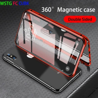 50 Metal Magnetic Adsorption Case For iPhone 12 11 Pro XS Max X XR Double-Sided Glass Case For iPhone 7 8 6 6s Plus XS SE Cover
