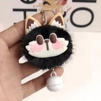 Gantungan Tas Kunci Boneka Bulu Kucing Lucu / Cute Plush Keychain Accessories 0210 Black