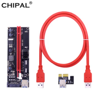 CHIPAL 009S PCI-E 1X 16X Riser Card 009 PCI Express 4Pin 6Pin SATA Molex Power 1M USB 3.0 Data Cable for Litecoin Bitcoin Miner