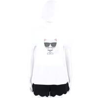 Karl Lagerfeld Choupette 墨鏡貼鑽飾邱比特貓白色棉質TEE T恤