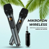Alat Konten Rellent Mikrofon Karaoke Mic Wireless Portable KTV - D300 - Gray Terlaris Terlaris