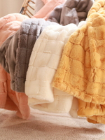 高端出口雙層仿皮草毛毯提花仿兔毛毯子禮盒裝加厚小兔絨沙發蓋毯