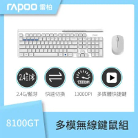 【快速到貨】雷柏RAPOO 8100GT 多模式無線鍵鼠組(白)
