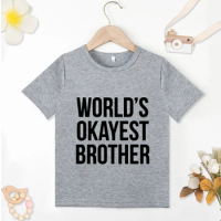 Minimalist Kids Summer Cool T-Shirts World's Okayest Brother Letters Print Baby Boy Clothing Y2K Style Harajuku Child T Shirts