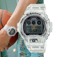【CASIO 卡西歐】G-SHOCK 40週年限定 獨特透視錶面 半透明 經典三眼 數位系列 50mm(DW-6940RX-7)