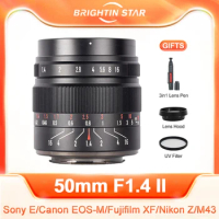 Brightin Star 50mm F1.4 II APS-C Prime Large Aperture Manual Lens for Sony E Fuji XF Olympus Panasonic M4/3 Canon EOS M Nikon Z