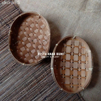 kerajinan (B101) Piring Oval Bambu Kecil 18x12cm|Tempat Snack|Wadah Saji|Lauk|Kue Tart|Roti|Souvenir