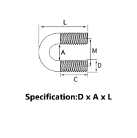 M8 Carbon Steel U-Shaped Hoop Tube Clip Clamp Strap Bolt U-Bolt Metric Thread