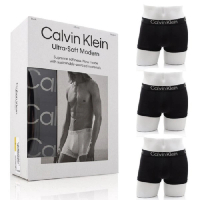 Calvin Klein 凱文克萊 CK 凱文克萊 男士內褲 超柔軟現代莫代爾 貼身短版平口四角內褲(CK 黑色3件組)