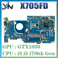 X705FD Mainboard For Asus Vivobook Pro 17 X705 N705 Laptop Motherboard With i3-8145U i5-8265U i7-8565U GTX1050-2G/4G DDR4