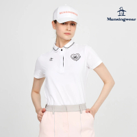 【Munsingwear】企鵝牌 女款白色日本製特色衣領輕薄彈性短袖POLO衫 MLTT2A04