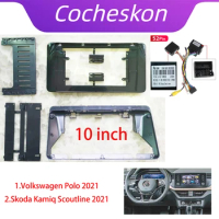 10INCH Car Frame Fascia Adapter Decoder Android Radio Dash Fitting Panel Kit For VW Volkswagen Polo Skoda Kamiq Scoutline