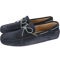 TOD S Gommino 麂皮編織綁帶休閒豆豆鞋(男鞋/夜藍色)