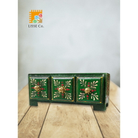 [綺異館] 印度手工木櫃 3 抽 櫃子 復古 純手工彩繪 實用小木盒 收納盒 收納櫃MA639