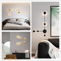 北歐壁燈led極簡藝術過道燈臥室床頭客廳裝飾金色壁燈創意燈具