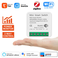 Tuya 16A ZigBee WiFi Smart Switch Module with Power Monitor 2 Way Control Breaker Works with Alexa Google Home Smart Life APP