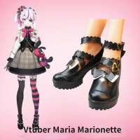 Game Vtuber Nijisanji Maria Marionette Cosplay shoes Costume Halloween Women Anime Lolita Shoes Black High Heel Shoes