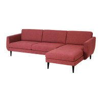SMEDSTORP 四人座沙發附躺椅, lejde 紅色/棕色/黑色, 286x94x88 公分