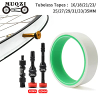 MUQZI Bike Tubeless Rim Tape 10m No Residue Glue &amp; 40mm 60mm Presta Tire Valve &amp; Tool For 26 27.5 29 700C MTB Road Bicycle