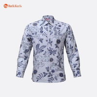Batik Keris Kemeja Batik Reguler Fit Lengan Panjang Motif Rona Laras 16 Cloud Grey