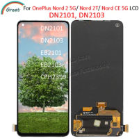 Original For OnePlus Nord 2 5G LCD + Frame Touch Screen Digitizer For OnePlus Nord CE 5G LCD EB2101, EB2103 For OnePlus Nord 2T