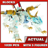 1020pcs Shinobi Zane Ice Dragon Creature Temple Skeleton Warrior Golden Blades 11158 Building Block Toys Compatible With Model