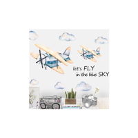 【北熊の天空】3D立體視覺牆貼 復古飛機 DIY 創意 宿舍 背景地貼 裝飾壁貼 牆面布置(壁貼 牆貼 組裝拼貼)