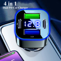 4 in 1 USB C Car Charger Dual PD Super Fast Charging Adapter for iPhone 15 Pro Max 14 Plus Huawei Oneplus Samsung OPPO Vivo
