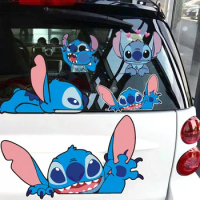 MINISO Stitch Car Sticker Anime Figure Stitch Auto Window Driving Mirror Decals Rear Windshield Stickers Kawaii Car Decor Gifts