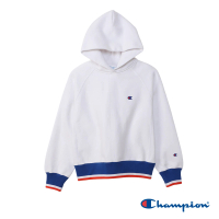 【Champion】官方直營-撞色刺繡LOGO連帽上衣-女(白色)