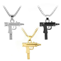 Punk Rose Gold Gun Black necklace gothic Bad Girl Handgun Personalized pendant for women girl Men's best birthday gift kolye N94