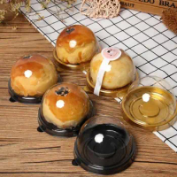 Round Yolk Crisp Packing Box Safe Plastic PVC Moon Cake Package Boxes With Transparent Lids Organizer Creative SN661
