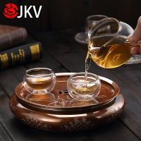 jkv純銅干泡茶盤簡易小茶海儲水純手工銅茶盤壺承壺墊臺復古茶具