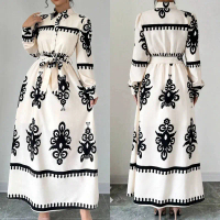 Armenian dress black floral long dress korea style arab dubai muslimah