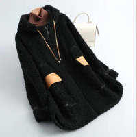 Fashion Wool Fur Jacket Fur Coat Women Hooded Sheep Shearing Coat Warm Loosen Fur Coats for Women Clothes Winter Jackets 2022