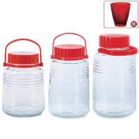 【ADERIA】日本製梅酒罐超值組合 3L+4L+5L 贈1個紅寶石水杯(玻璃罐 梅酒罐 梅酒瓶 儲物罐)