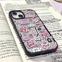 Vỏ trong suốt với nhãn màu hồng cho iphone 14promax, 11, Ốp Điện Thoại , 12, apple 13, đơn giản, xr 