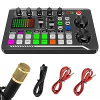 F998 Sound Card Professional Bluetooth-Compatible Studio Record For Phone PC Audio Mixing Console Amplifier Live Music Mixer