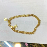gelang perak asli cap 925 gelang model nori dobel mainan 2biji sepuhan emas 24k warna kuning