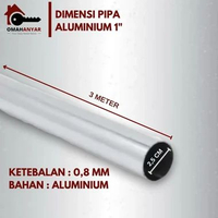 3M (REQ POTONG) Pipa Aluminium Stainless Steal Bulat dan Oval 3/4 INCH & 1 INCH Pipa Bulat Aluminium