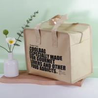 Kraft Paper Insulated Lunch Bag Large Capacity Thermal Insulation Reusable Nonwoven Picnic Food Lunch Box Tote for Kids Women