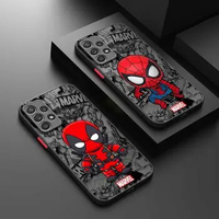 Matte Phone Case For Samsung A12 A54 A32 A51 A52 A13 A71 A31 A22 A21s A23 A53 A14 A50 Cover Marvel Deadpool Spiderman